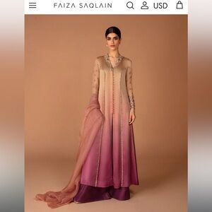 Brand New Faiza Saqlain 3 Piece Outfit - Pink Purple Ombré